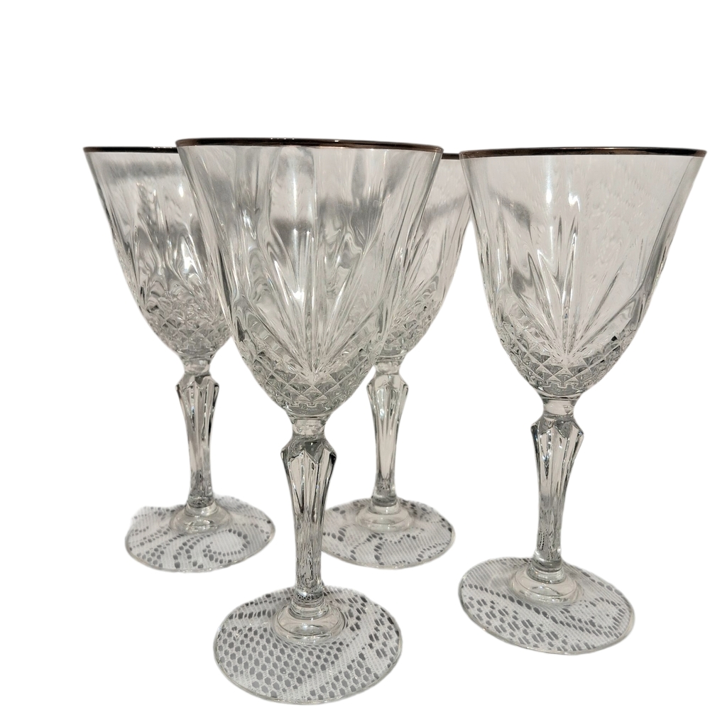 4 Cristal De Flandre Crystal Wine Glass Set